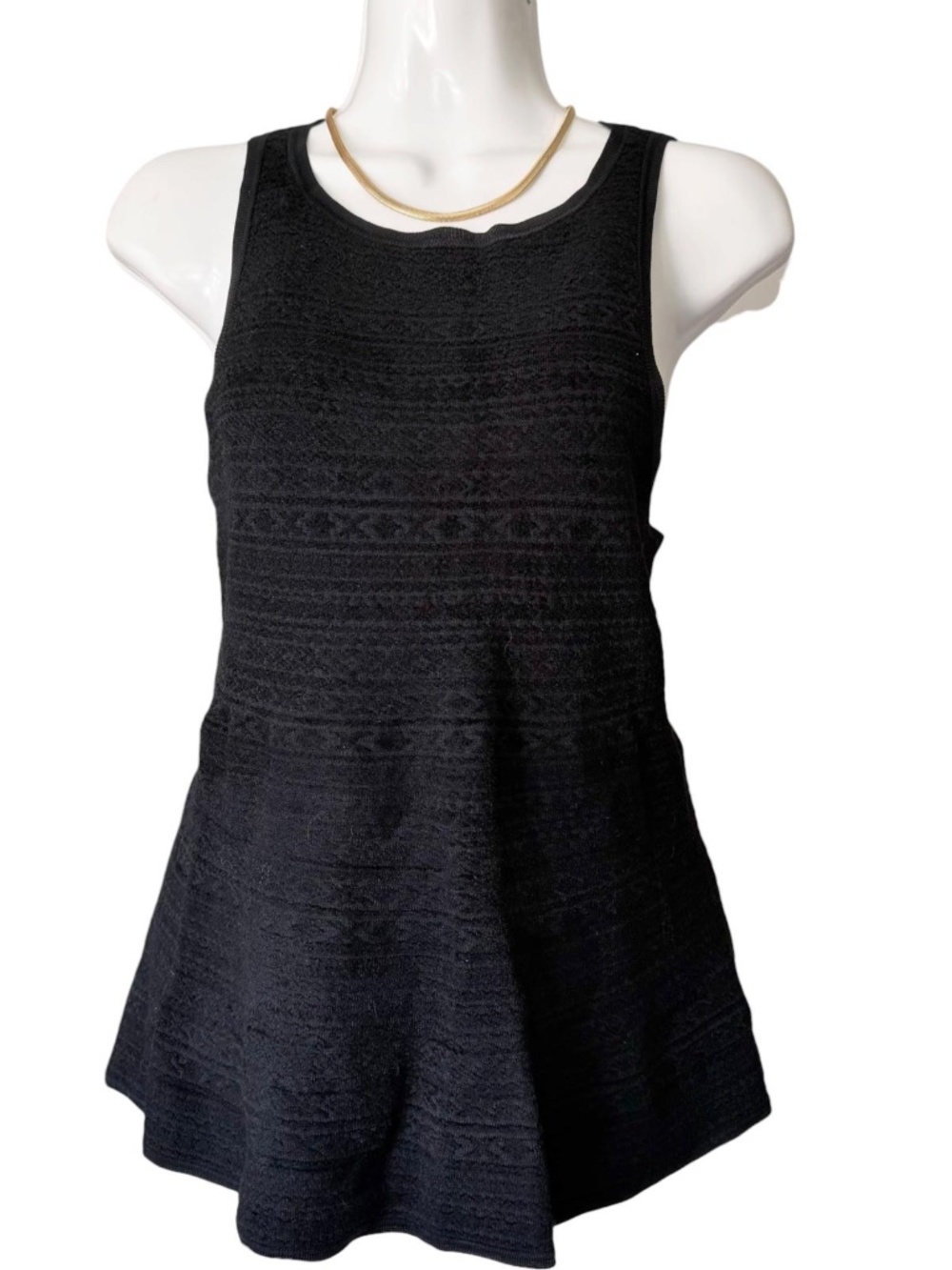 Theory Black Textured Sleeveless Peplum Top Size S